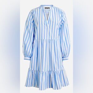 NWT J Crew Tiered cotton poplin mini dress in Barrie stripe size L